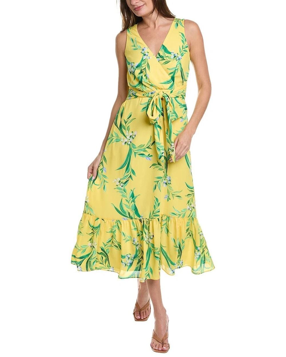 Tommy Bahama Floral Glow Sleeveless Maxi Dress Toucan Yellow Size 8 NWT